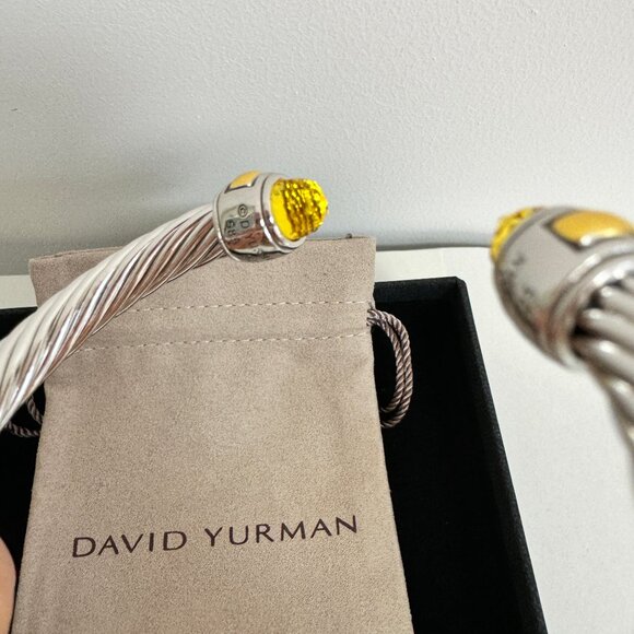 David Yurman sterling silver 7mm Cable Citrine Bracelet with 14K Gold - Picture 6 of 6